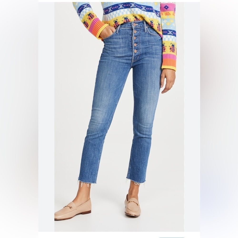 Mother The Pixie Rider Ankle Denim Blue Jeans